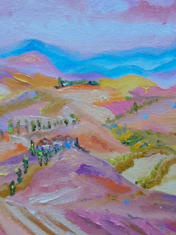Oil painting on canvas 30x24cm (12x9.6 inches). "Marmalade Valley"