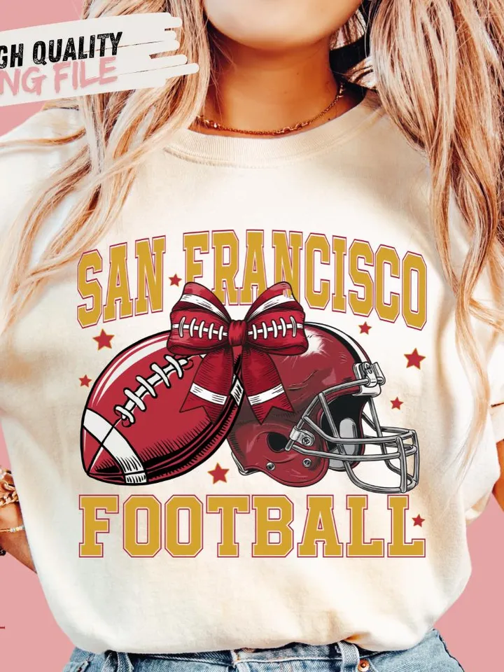 San Francisco Football png, Coquette Football PNG, Football PNG, Football Team PNG, Football Sweatshirt, Football Digital Red Team Football
