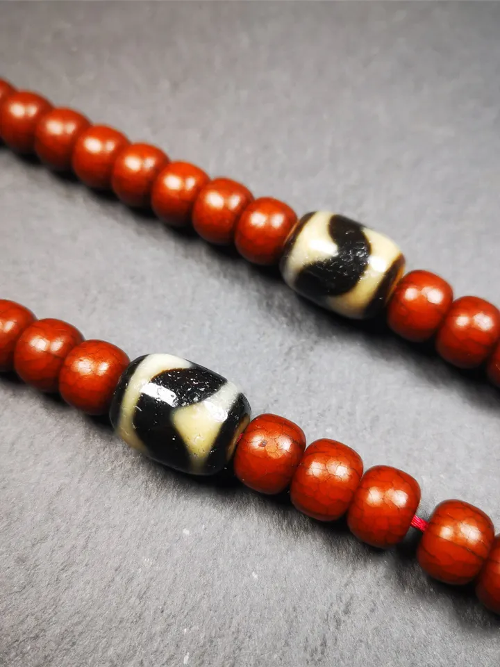 Gandhanra Tibetan Tiger Tooth Dzi Bead Accessories,Dzi Spacer Beads,Marker Beads for Mala Necklace,0.47&quot; × 0.6&quot;