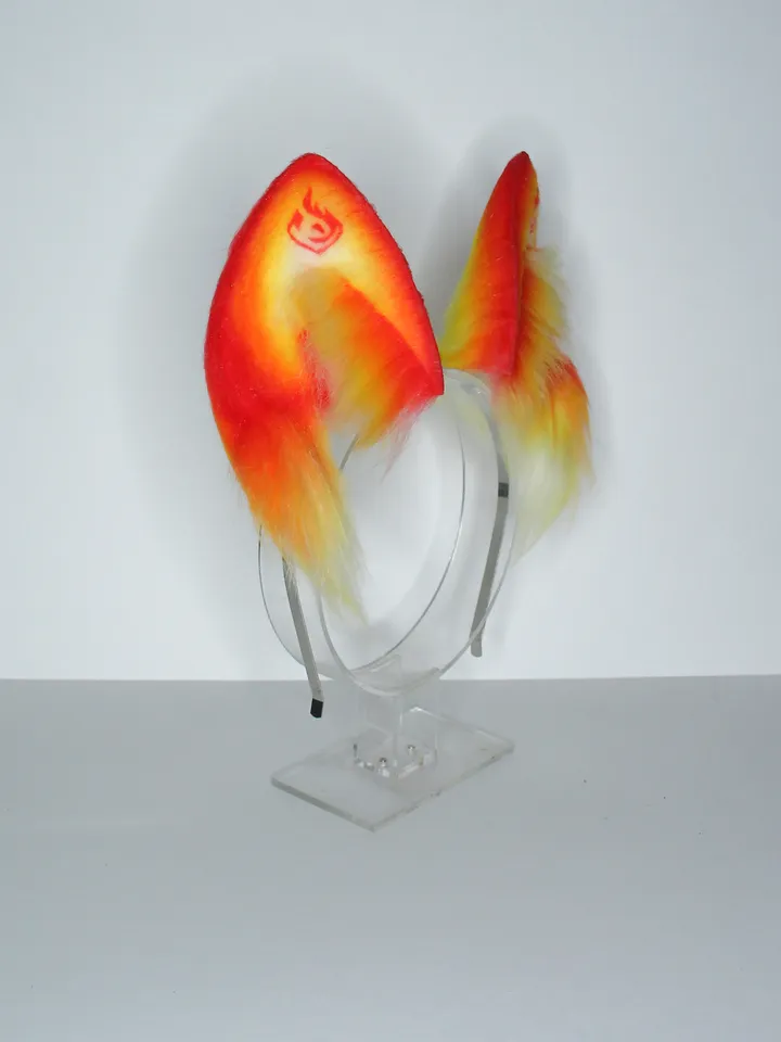 Pyro Genshin Impact faux fur cat ears on headband
