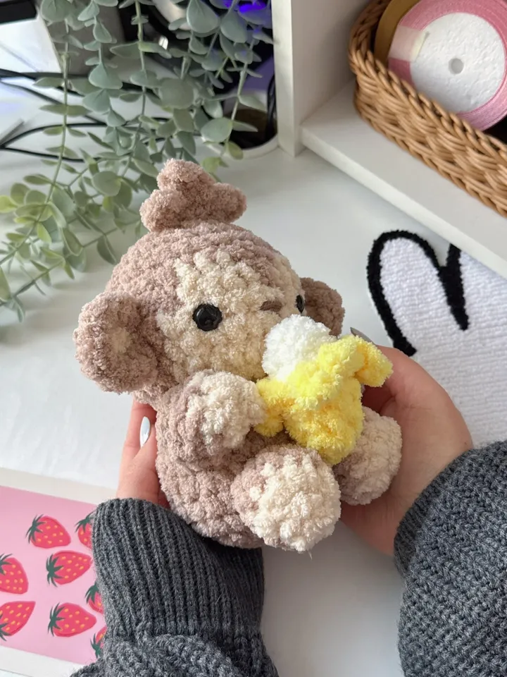 Chubby monkey crochet pattern, PDF file crochet pattern monkey fith banana amigurumi animal