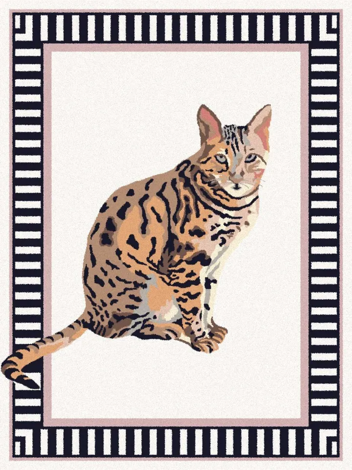Buy Savannah Cat Rug, Hand Tufted Modern Rug Handmade Wool Carving Rug Large Area Home Rug for Living Dining Bedroom 10x10 8x10 9x12 10x14.