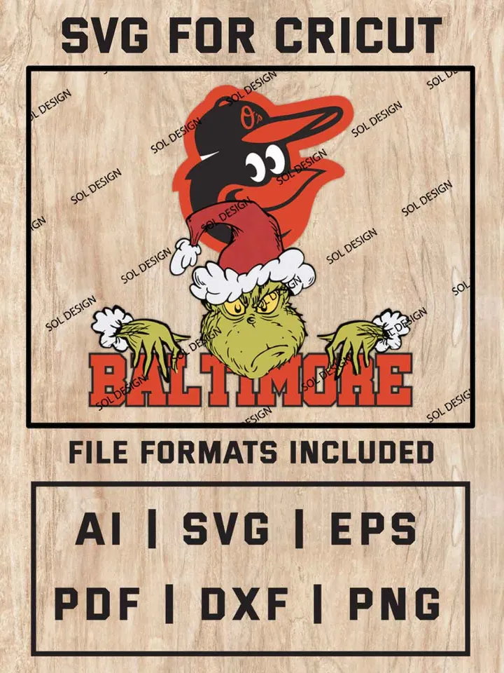 Grinch Baltimore Orioles SVG, MLB SVG Design, MLB Baltimore Orioles Logo SVG, MLB Orioles Cricut, Christmas Svg, Grinch svg, Digital Download