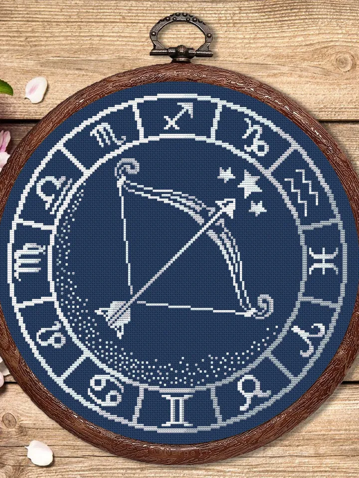 Sagittarius Silver Cross Stitch Pattern, Zodiac Cross Stitch, Astrology Cross Stitch, Sagittarius Pattern, Zodiac Sign Cross Stitch #zdc022