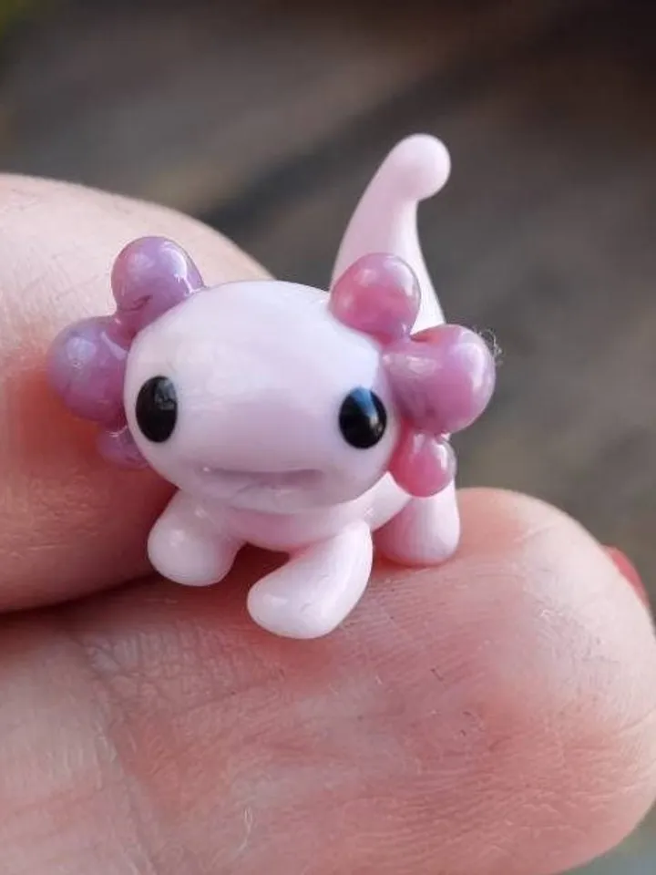 Glass axolotl figurine Tiny axolotl gifts miniature axolotl decor Blown glass art axolotl ornaments Axolotl Aquarium decor Tank Fish