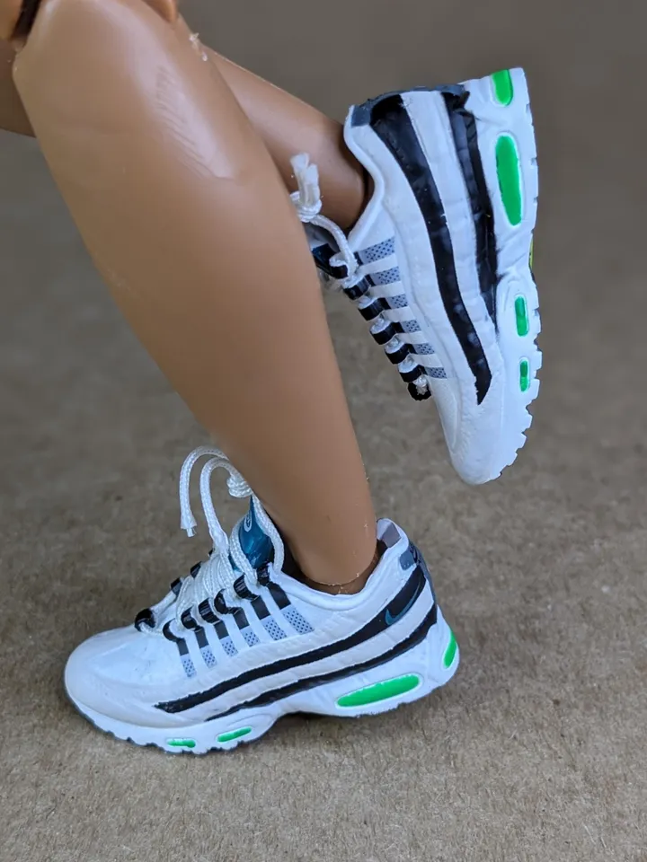 Premium white & blue sneakers for 12 inch male dolls