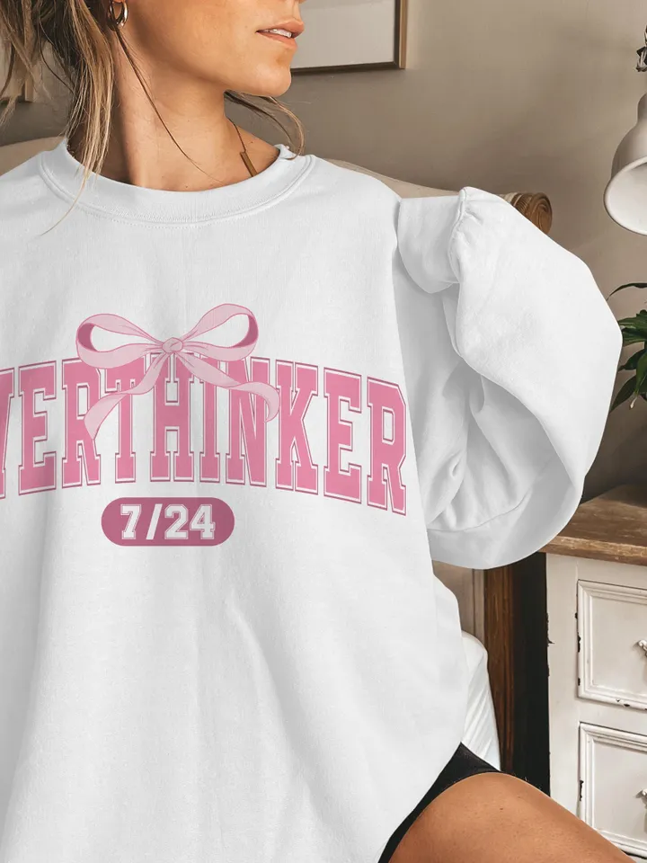 PINK OVERTHINKER png| PINK png, overthinker png, retro arch png, arch, varsity, mental health png, png t shirt