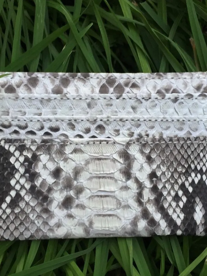 Genuine python skin creditcards holder | business cads holder gray snake colour unisex wallet small | gift idea exotic python skin leather