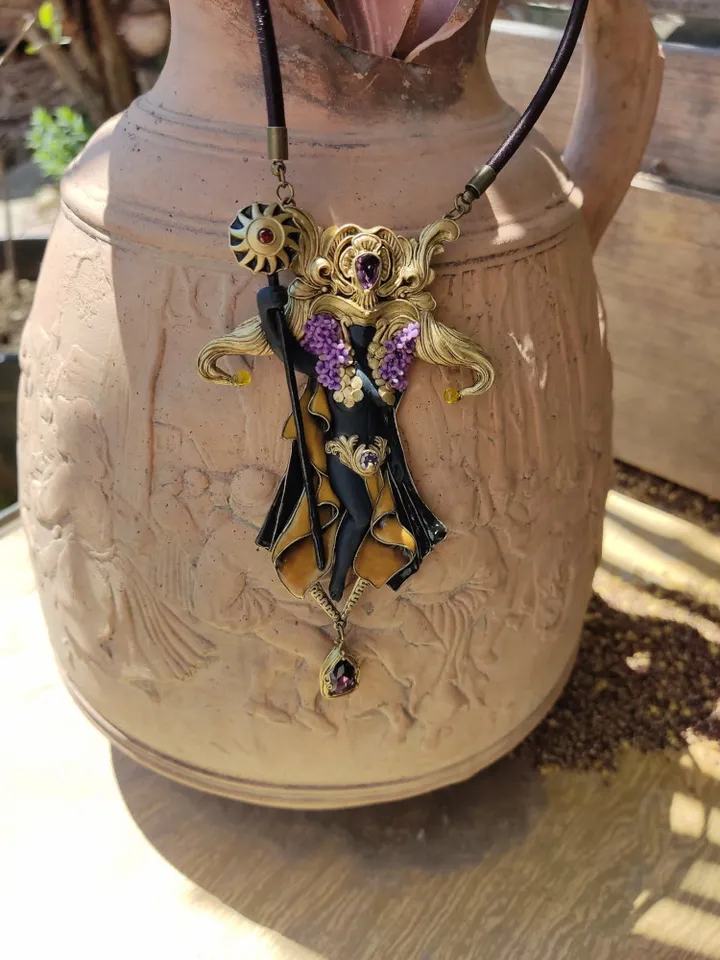 Sun Goddess Necklace, Sculpture Necklace, Unique Necklace, Collection Jewelry