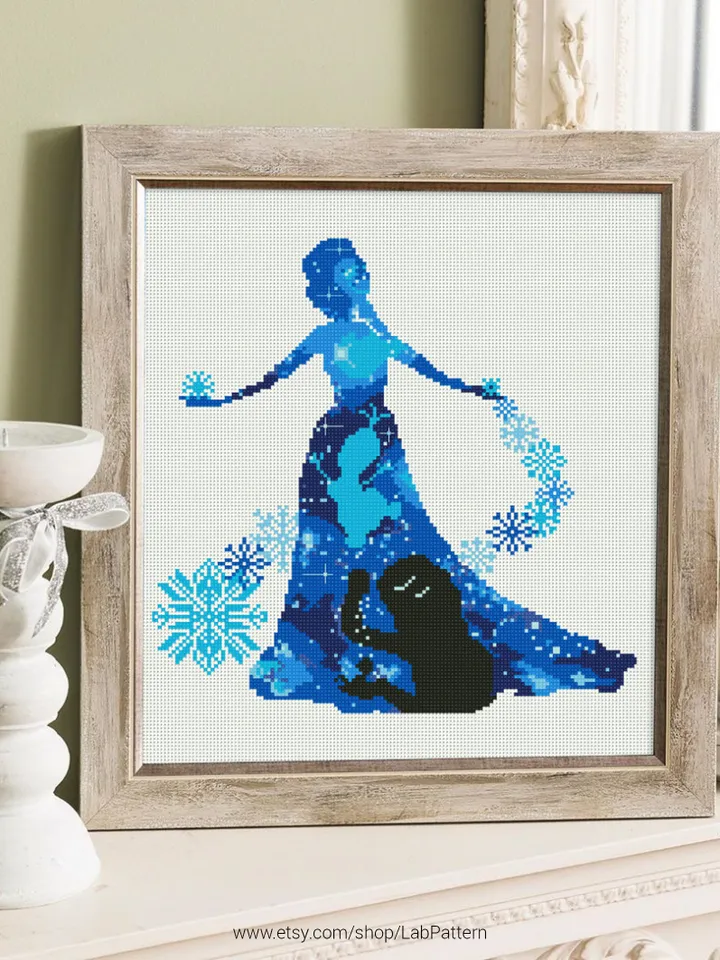 Elsa silhouette Cross stitch pattern | Embroidery Pattern | Instant Download | Embroidery Designs