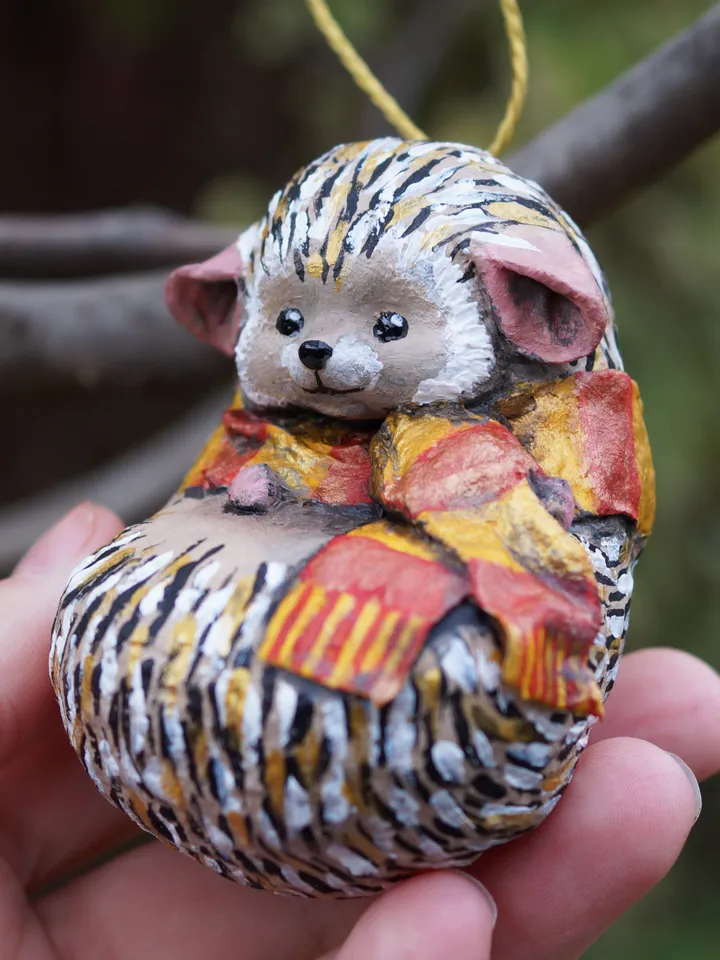 Spun cotton ornament - Hedgehog