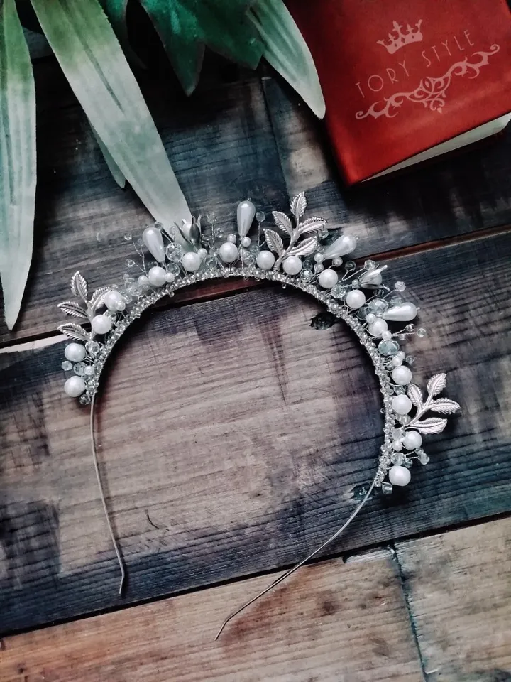 Bride tiara, Pearl weddings headpiece, Wedding crown, Headpiece for bride, Pearl headpiece,Pearl headband, boho headpiece