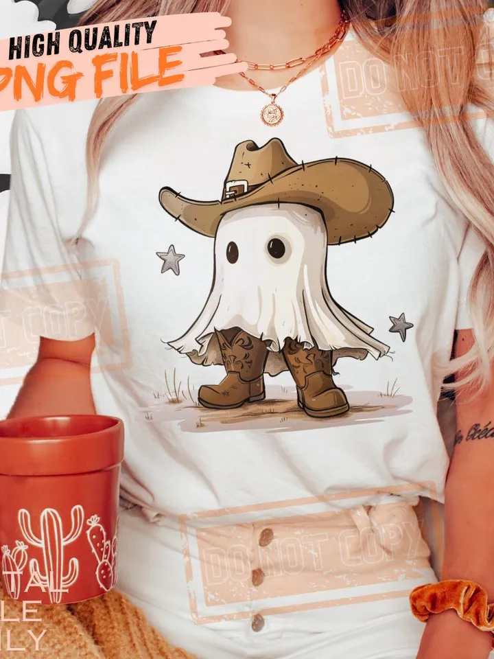 Cute Halloween Cowboy Ghost Png, Halloween Western Country PNG, Howdy Halloween Shirt Png, Ghost Boo Png, Halloween Sublimation Design