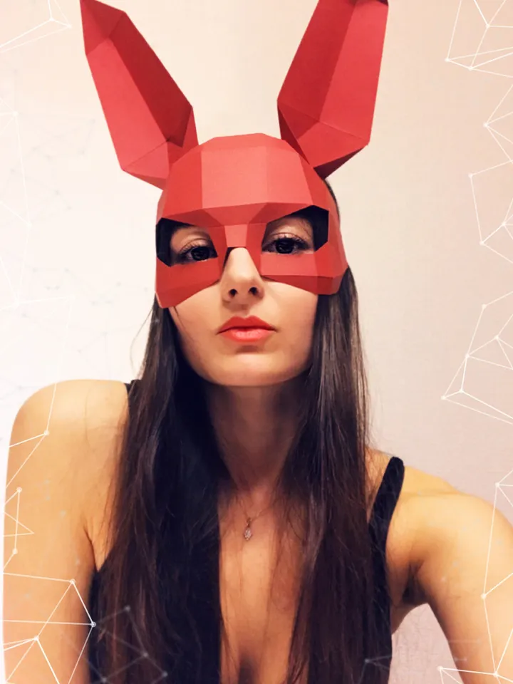 Rabbit Mask Papercraft, Digital Template, PDF Download, Gurko, 3D Low Poly Animal Mask, DIY Origami, Pepakura, Paper Mask, DIY Costume