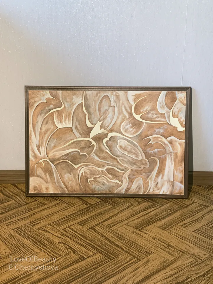 Abstract dark brown interior design painting