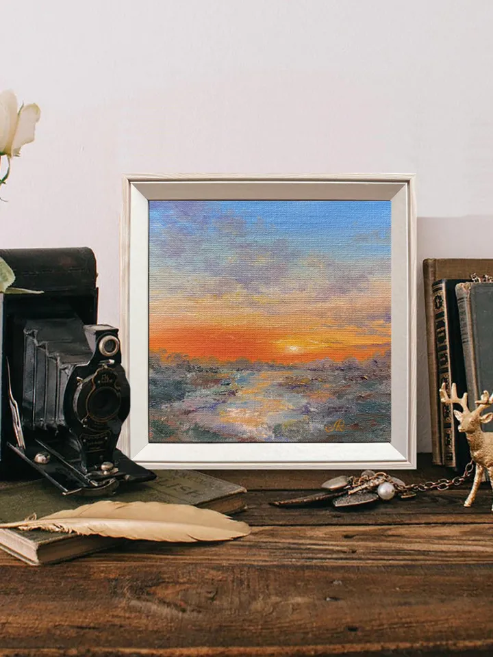 Sunset Oil Painting Original Sunset Landscape Sky Painting