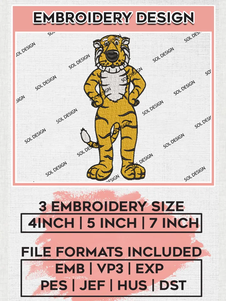 NCAA Missouri Tigers Team Mascot Logo Embroidery Design Files, NCAA Missouri Tigers Machine Embroidery, NCAA Teams, 3 sizes, NCAA Machine embroidery designs, Digital Download