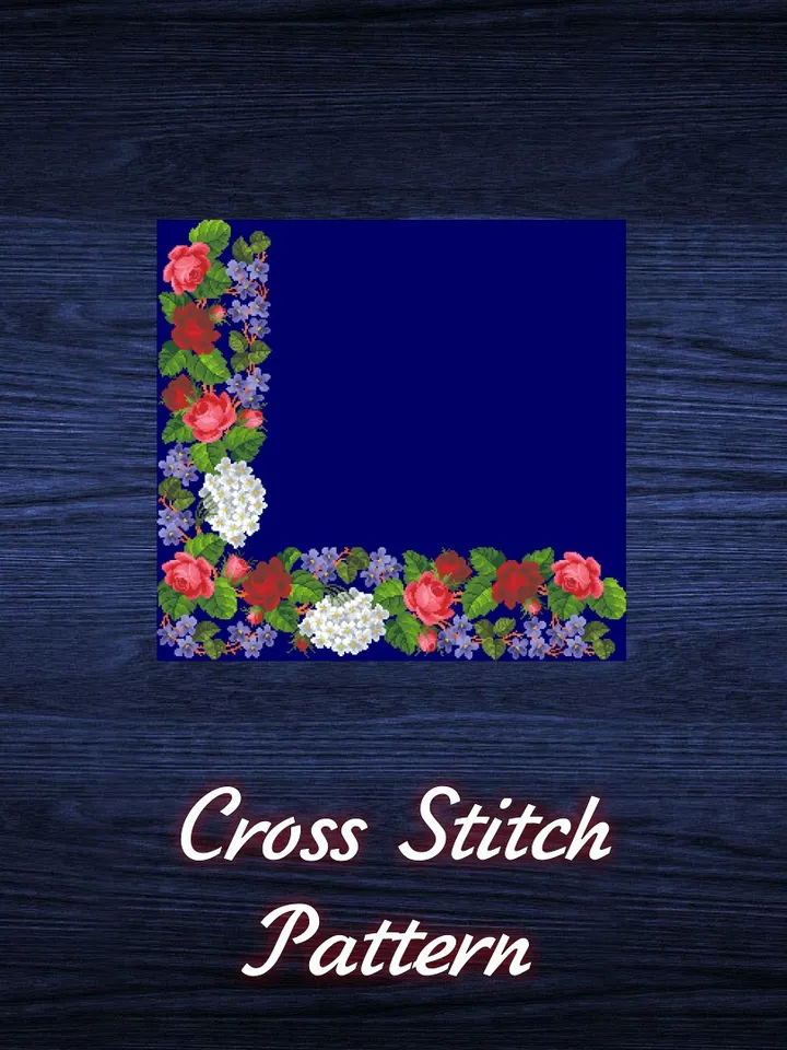 Antique Cross Stitch Pattern Corner of Flowers Counted Digital Download PDF