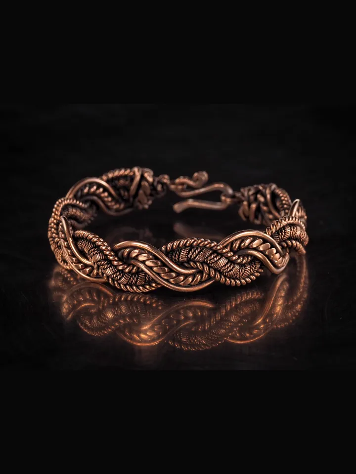 Copper wire wrapped bracelet for woman 7th Anniversary gift Small size bracelet