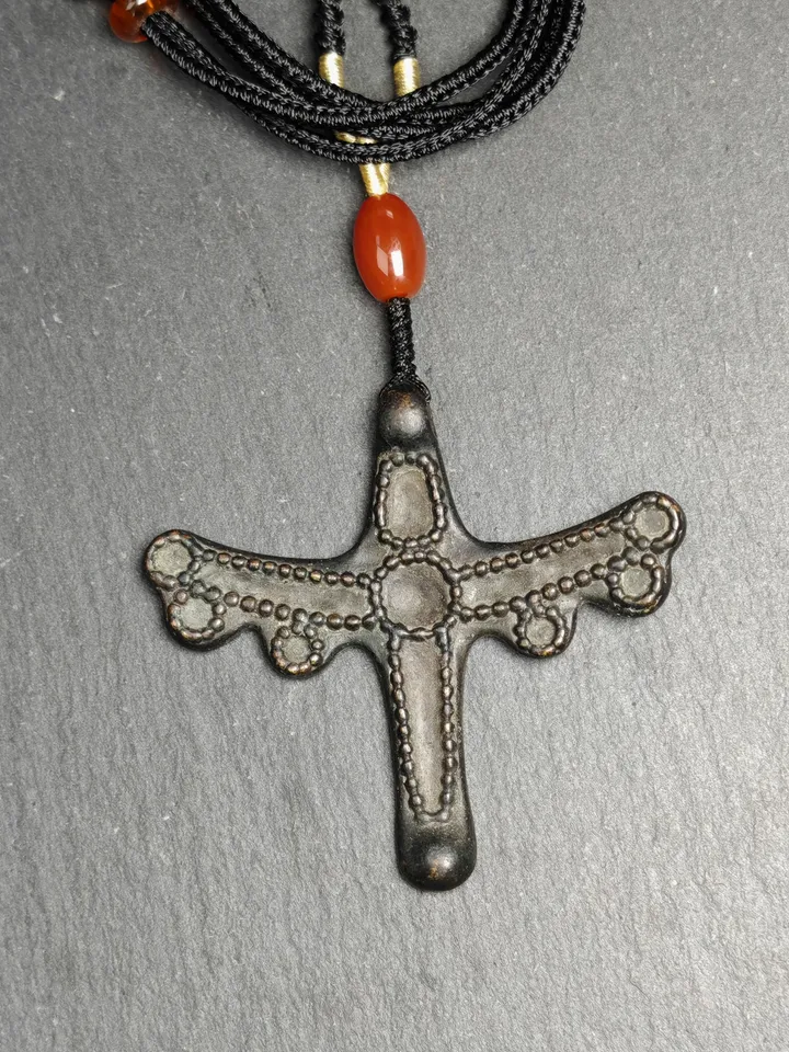Authentic Tibetan Dragonfly Pendant,Thokcha Protection Charm, Gandhanra Antique Tibetan Buddhist Amulet,56×60mm