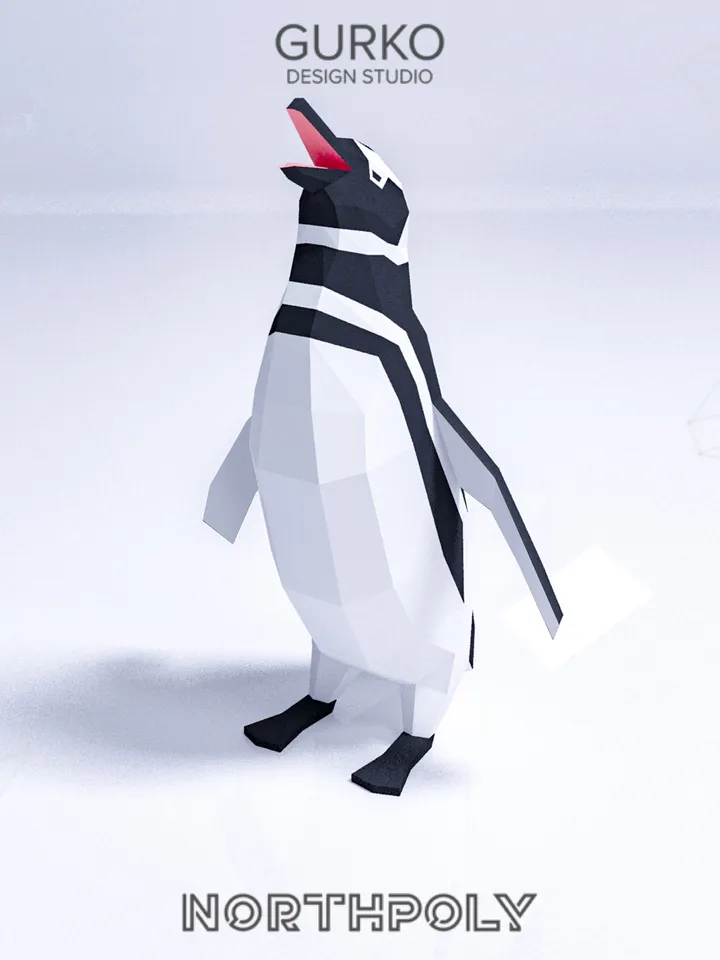 Screaming Magellanic Penguin Papercraft, Digital Template, PDF Download, Gurko, Low Poly, Pepakura, DIY Origami Sculpture, Paper Party Decor