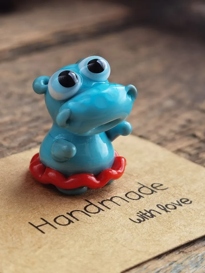 House Hippo figurine Hippo art Hippo gifts Hippo ornament Ballerina gifts Hippopotamus Hippo for Christmas Tiny glass animals