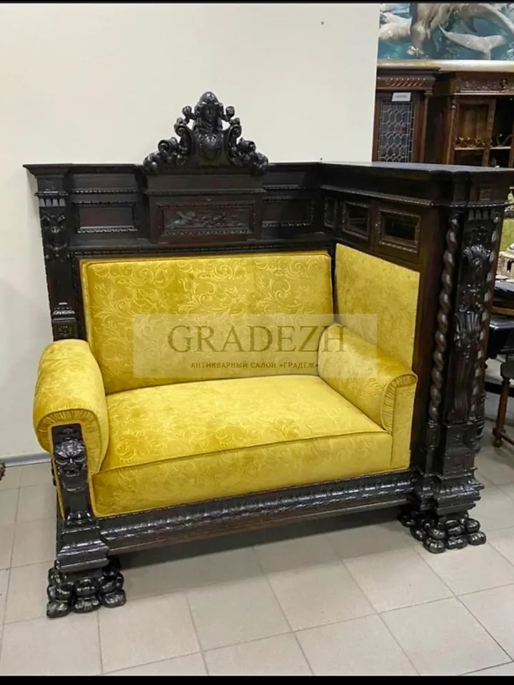 Sofa for filling the interior of a doll house on a scale of 1:12. Vintage handmade sofa. Replica of an antique sofa.