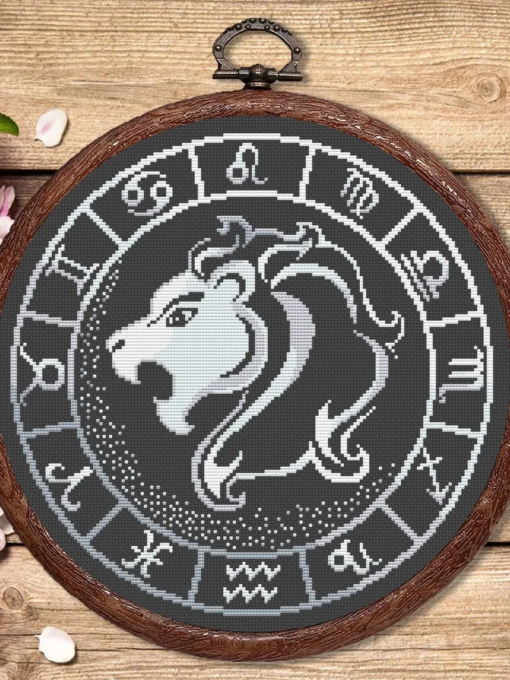 Leo Silver Cross Stitch Pattern, Zodiac Cross Stitch, Astrology Cross Stitch, Leo Pattern, Zodiac Sign Cross Stitch, Cancer #zdc018