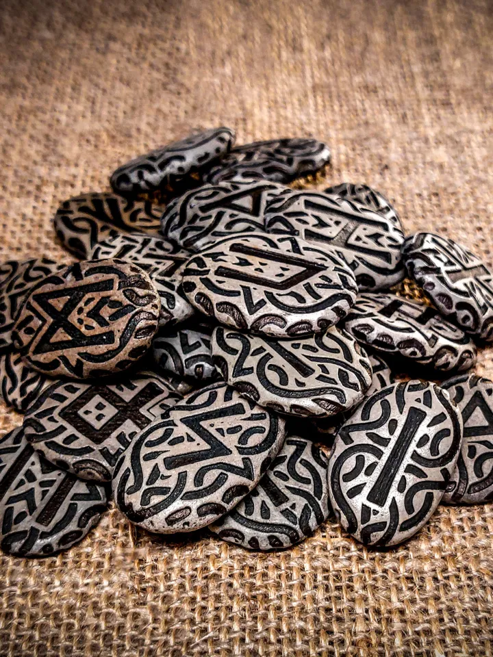 Celtic Scandinavian Stone Runes. Leather Bag. Elder Futhark. Viking Rituals. Yggdrasil. Norse World Tree. Tree of Life. Magic Symbol.