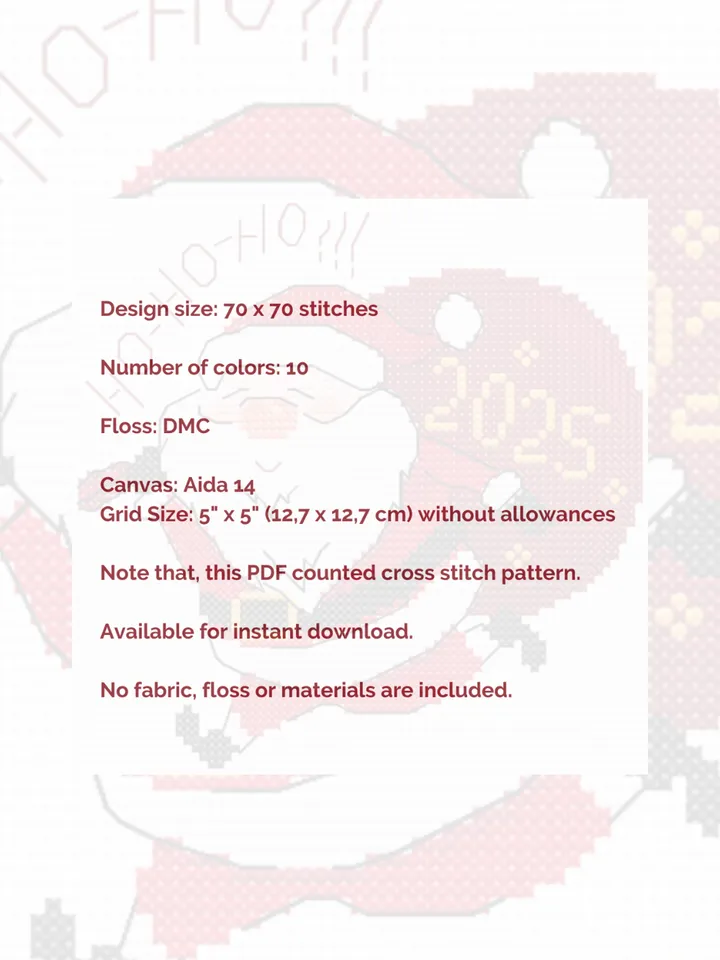 Cross stitch pattern Santa, New Year's gift, easy cross stitch pattern PDF