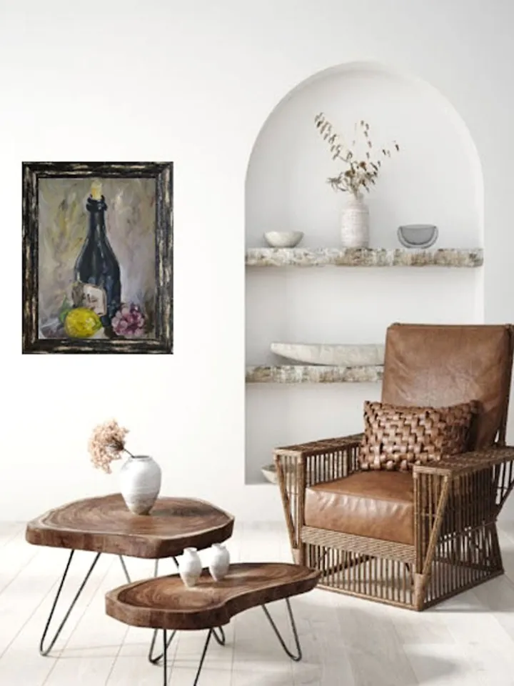 Wine Bottle Painting Original Oil Art Wine Artwork
