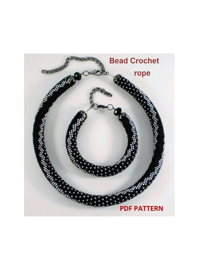 Bead crochet rope pattern for beading necklace and bracelet, DIY, Instant Download, PDF fail