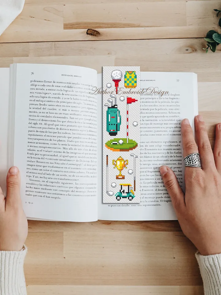 Golf bookmark cross stitch pattern PDF instant download Sport mini cross stitch chart, Modern bookmark pattern digital PDF, Golf gifts #B311