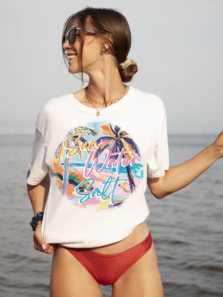 Sun Water Salt png, Beach png, Retro Summer png, Retro png, Summer png, Trendy png, Sublimation Designs, Summer T Shirt Png Design