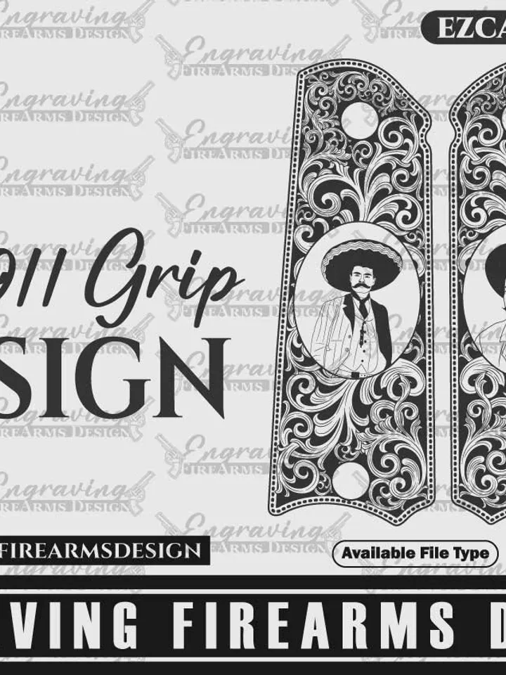 Engraving Firearms Design Colt1911 Grip Pancho Villa Design