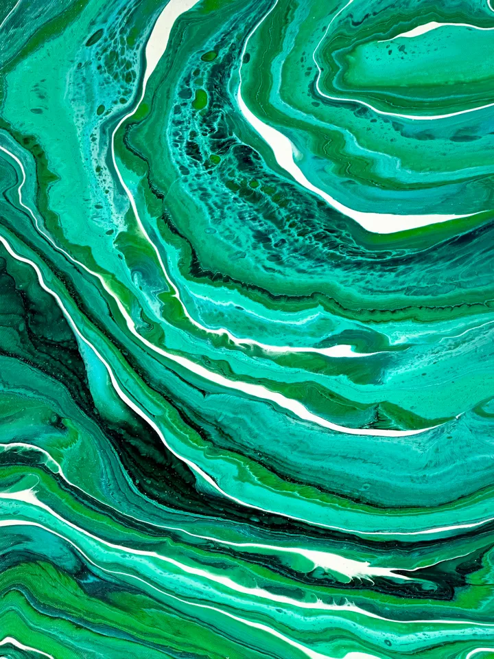"Emerald" original abstract painting, fluid acrylic, abstract modern art