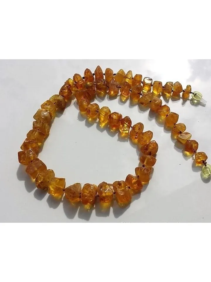 Amber Jewelry Birthday Christmas Gift For Women Mom Healing Baltic Raw Amber Beads Necklace Yellow Gemstone Jewelry Handmade