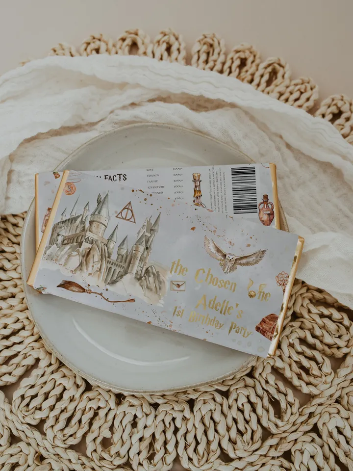 Editable Chocolate Bar Wrap Label Birthday Party; Magic School 1st Birthday; Printable Chocolate Bar Wrapper; Magical Party Decoration; W8
