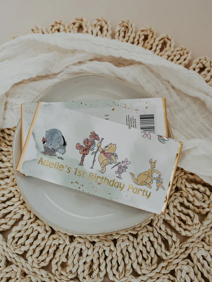 Winnie the Pooh Chocolate Wrapper; Winnie the Pooh 1st Birthday; Printable Chocolate Wrap; Pooh Party Decoration;Chocolate Bar Wrapp WPg15