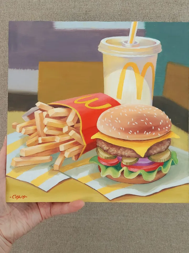 McDonalds Art Original Oil Painting 10x10 inches.