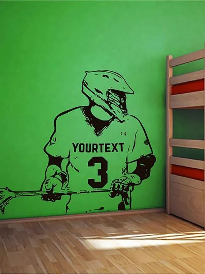 Personalized Lacrosse Wall Decal Custom Number Name Sport Sticker ik3805