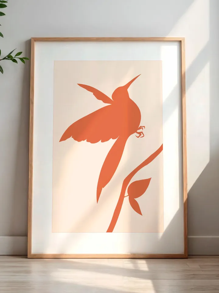 Minimalist Bird Wall Art Boho Bird Poster Abstract Nature Silhouettes Modern Terracotta Decor Scandinavian Style Contemporary Bird Digital