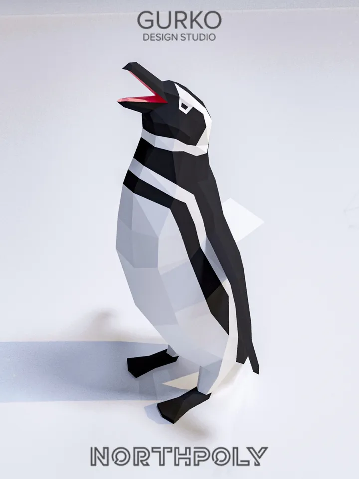 Screaming Magellanic Penguin Papercraft, Digital Template, PDF Download, Gurko, Low Poly, Pepakura, DIY Origami Sculpture, Paper Party Decor