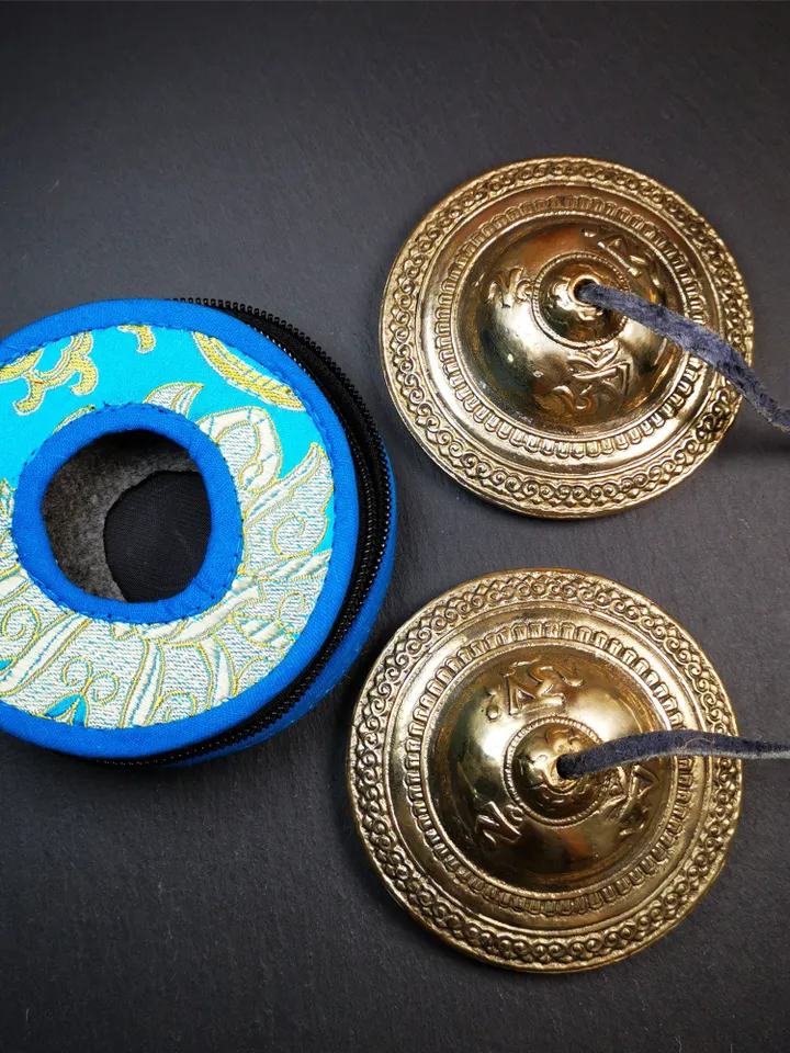 Gandhanra 9cm Tibetan Cymbals, Tingsha Bell,Buddhism Ritual Implement,Handmade in Nepal,Special OM Mantra