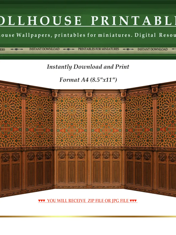 Wallpapers- Set 15-v5 | Printables for Dollhouses and Unique Miniature Projects | Digital Downloads | in Scale 1/12th