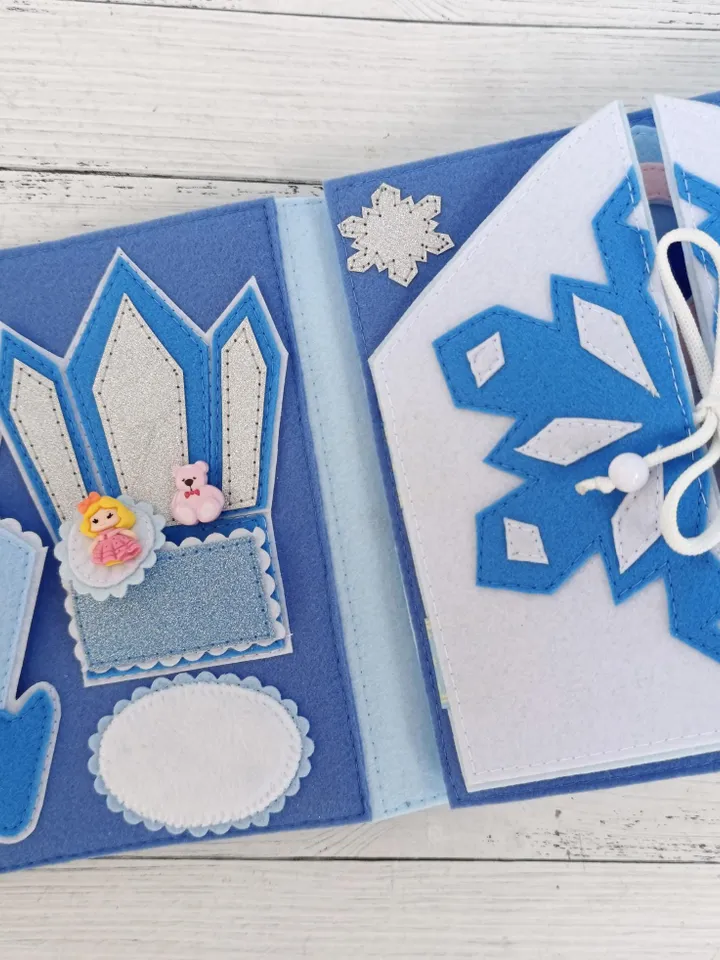 Quiet book Dollhouse pattern, Blue Castle Felt book pattern, Felt doll Pattern with clothes set, Dress up Doll, Busy book pattern for girl