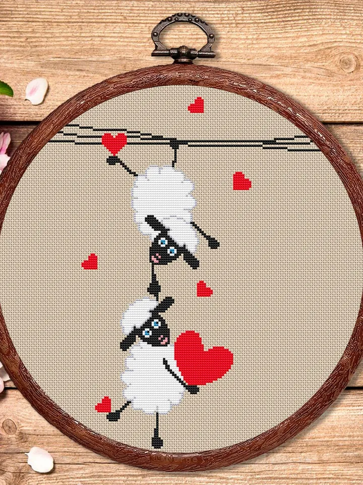 Sheeps in Love Cross Stitch Pattern, Sheep Cross Stitch, Embroidery Love, Sheep xStitch, Sheep Pattern, Love Pattern #vl002