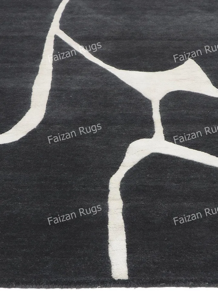 Buy Black & White Hand tufted Contemporary Rug 100% wool carpets for living room, bed room, kids room in any size 9x12,8x10,6x9