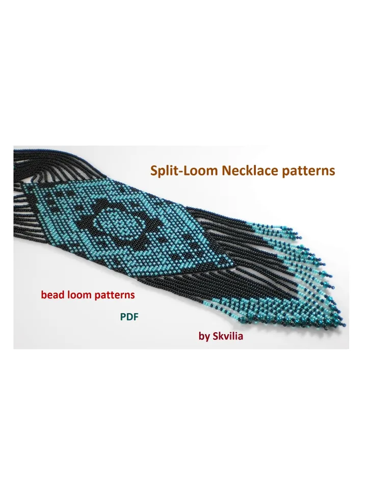 Bead loom patterns, schemes for a Split-Loom Necklace, Beading Loom Stitch, Square Stitch, Gerdan, Instant Digital Download, PDF