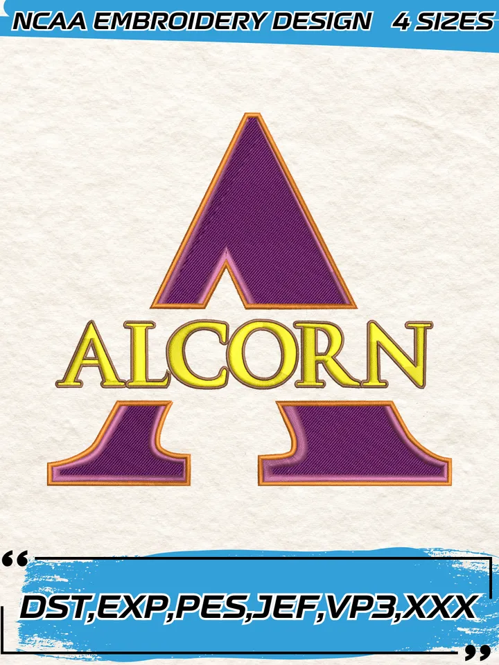 Alcorn State Braves Logos Embroidery Design,NCAA Logo Embroidery Design,Machine Embroidery Design File,4 Sizes, Digital Download